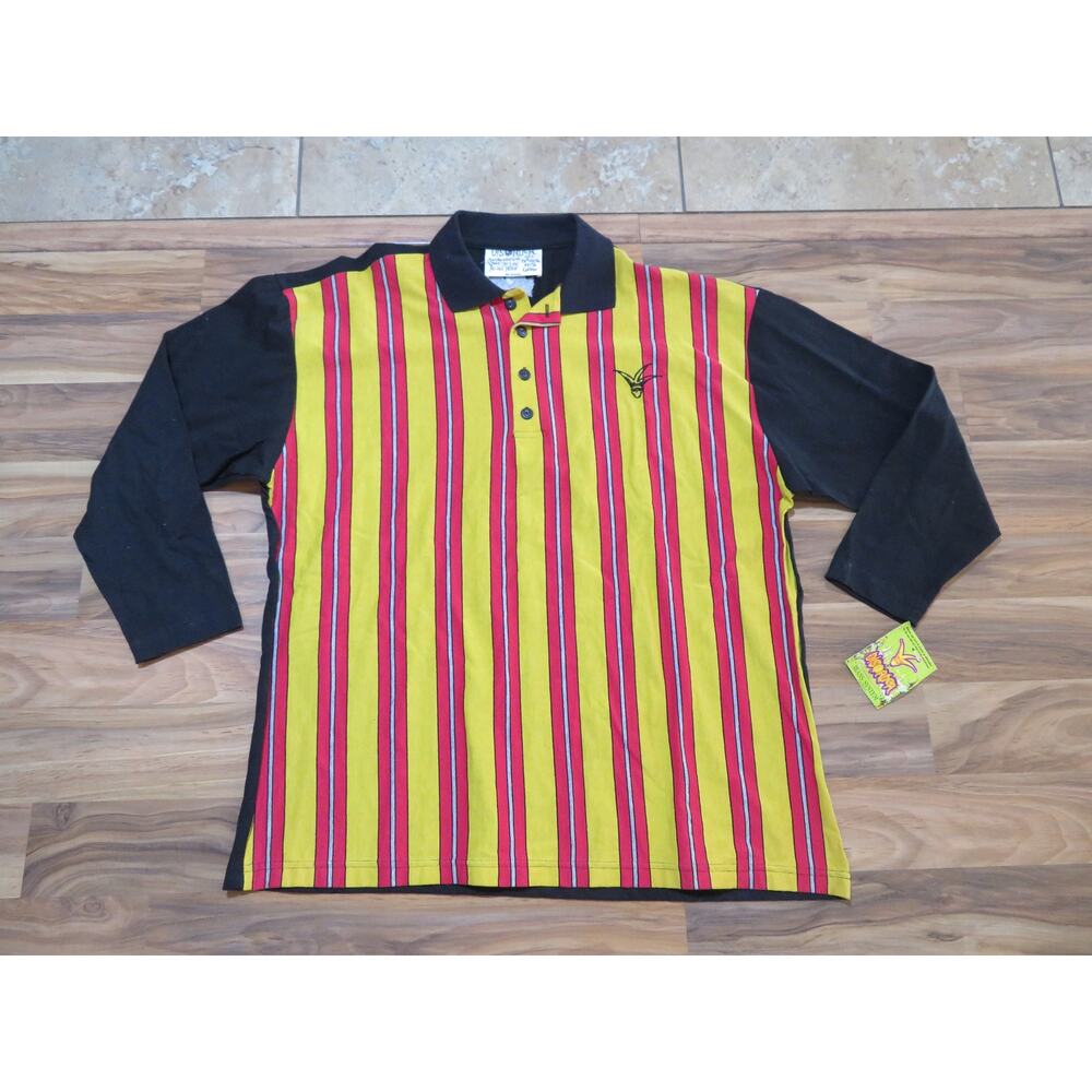 Disorder Skate Shirt, Striped Red Yellow Black, Sz L-XL 1990s New